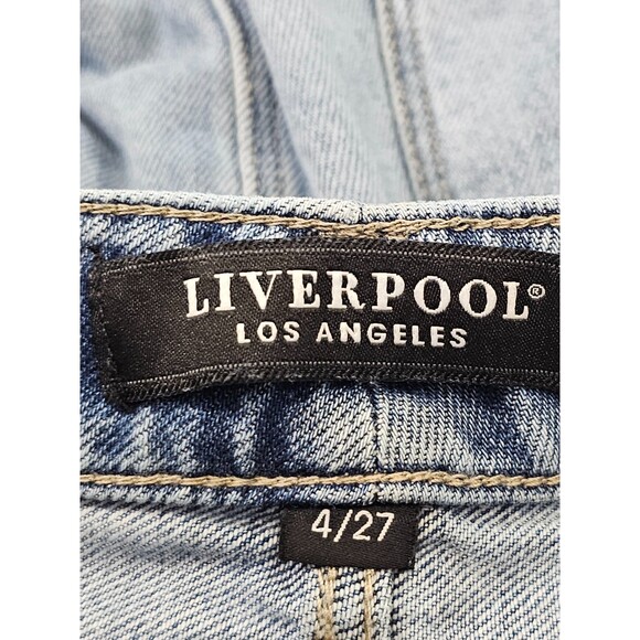 ALK Women's 4/27 Liverpool Evanston Distressed Denim Blue Jean Mini Skirt EUC - Picture 8 of 10